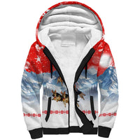 German Shepherd Christmas Sherpa Hoodie with Santa Sleigh Ride and Snowy Mountain Design - Wonder Print Shop