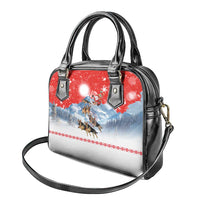 German Shepherd Christmas Shoulder Handbag with Santa Sleigh Ride and Snowy Mountain Design - Wonder Print Shop