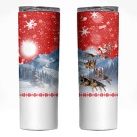 German Shepherd Christmas Skinny Tumbler with Santa Sleigh Ride and Snowy Mountain Design - Wonder Print Shop