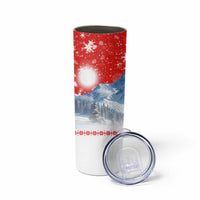 German Shepherd Christmas Skinny Tumbler with Santa Sleigh Ride and Snowy Mountain Design - Wonder Print Shop