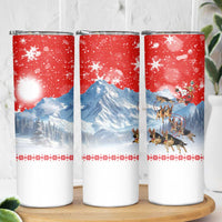 German Shepherd Christmas Skinny Tumbler with Santa Sleigh Ride and Snowy Mountain Design - Wonder Print Shop