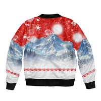 German Shepherd Christmas Sleeve Zip Bomber Jacket with Santa Sleigh Ride and Snowy Mountain Design - Wonder Print Shop