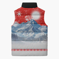 German Shepherd Christmas Sleeveless Puffer Jacket with Santa Sleigh Ride and Snowy Mountain Design - Wonder Print Shop