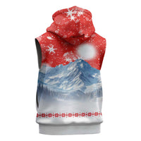 German Shepherd Christmas Sleeveless Zip Hoodie with Santa Sleigh Ride and Snowy Mountain Design - Wonder Print Shop