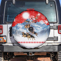 German Shepherd Christmas Spare Tire Cover with Santa Sleigh Ride and Snowy Mountain Design - Wonder Print Shop