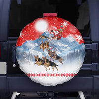 German Shepherd Christmas Spare Tire Cover with Santa Sleigh Ride and Snowy Mountain Design - Wonder Print Shop
