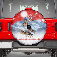 German Shepherd Christmas Spare Tire Cover with Santa Sleigh Ride and Snowy Mountain Design - Wonder Print Shop