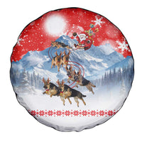 German Shepherd Christmas Spare Tire Cover with Santa Sleigh Ride and Snowy Mountain Design - Wonder Print Shop