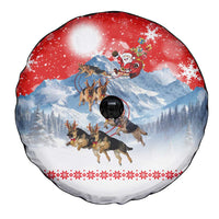 German Shepherd Christmas Spare Tire Cover with Santa Sleigh Ride and Snowy Mountain Design - Wonder Print Shop