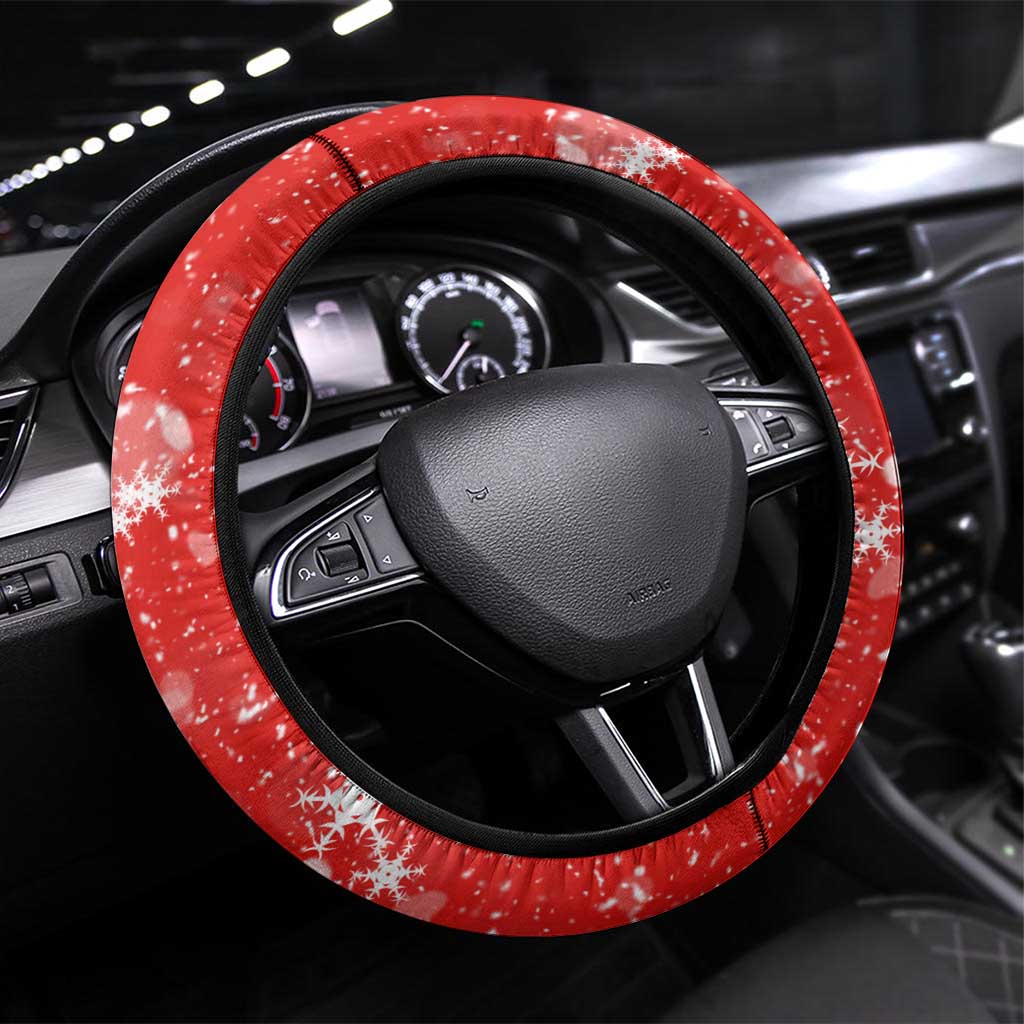 German Shepherd Christmas Steering Wheel Cover with Santa Sleigh Ride and Snowy Mountain Design - Wonder Print Shop