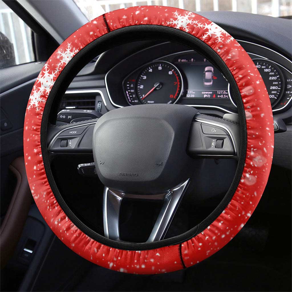 German Shepherd Christmas Steering Wheel Cover with Santa Sleigh Ride and Snowy Mountain Design - Wonder Print Shop