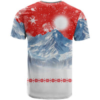 German Shepherd Christmas T Shirt with Santa Sleigh Ride and Snowy Mountain Design - Wonder Print Shop