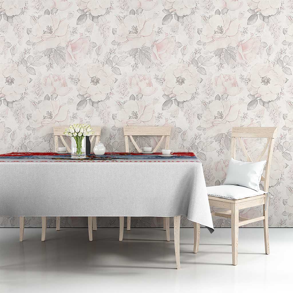 German Shepherd Christmas Tablecloth with Santa Sleigh Ride and Snowy Mountain Design - Wonder Print Shop