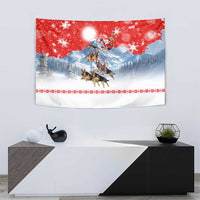 German Shepherd Christmas Tapestry with Santa Sleigh Ride and Snowy Mountain Design - Wonder Print Shop