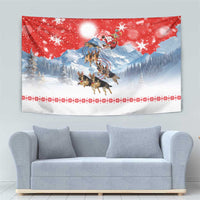 German Shepherd Christmas Tapestry with Santa Sleigh Ride and Snowy Mountain Design - Wonder Print Shop
