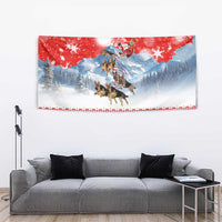 German Shepherd Christmas Tapestry with Santa Sleigh Ride and Snowy Mountain Design - Wonder Print Shop