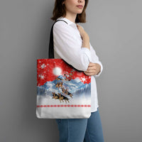 German Shepherd Christmas Tote Bag with Santa Sleigh Ride and Snowy Mountain Design - Wonder Print Shop
