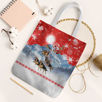 German Shepherd Christmas Tote Bag with Santa Sleigh Ride and Snowy Mountain Design - Wonder Print Shop