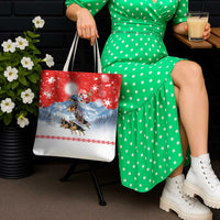 German Shepherd Christmas Tote Bag with Santa Sleigh Ride and Snowy Mountain Design - Wonder Print Shop
