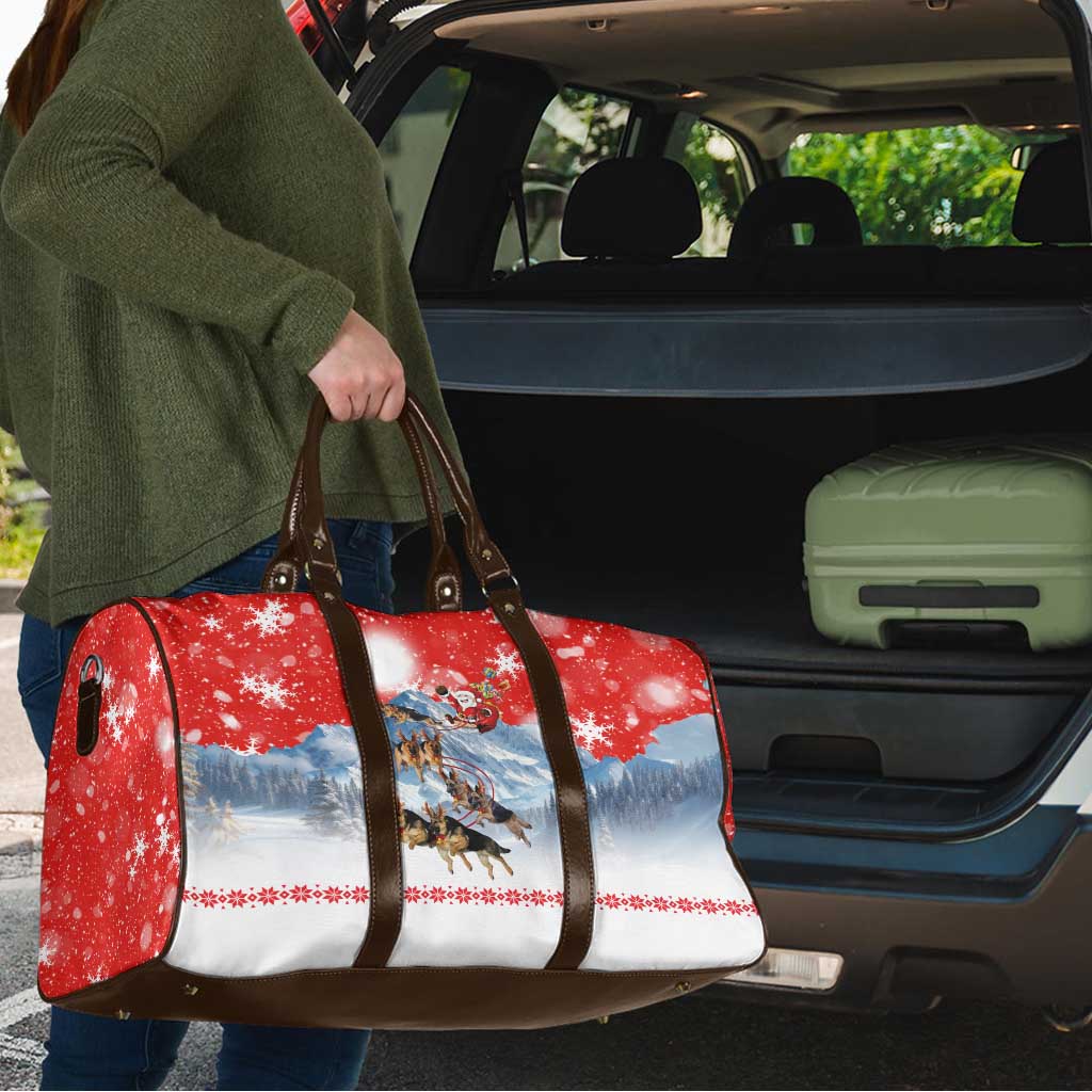 German Shepherd Christmas Travel Bag with Santa Sleigh Ride and Snowy Mountain Design - Wonder Print Shop