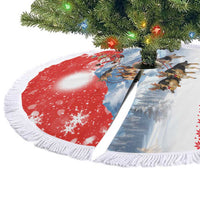 German Shepherd Christmas Tree Skirt with Santa Sleigh Ride and Snowy Mountain Design - Wonder Print Shop