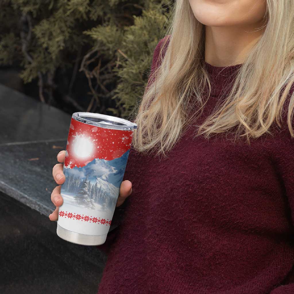 German Shepherd Christmas Tumbler Cup with Santa Sleigh Ride and Snowy Mountain Design - Wonder Print Shop