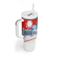German Shepherd Christmas Tumbler With Handle with Santa Sleigh Ride and Snowy Mountain Design - Wonder Print Shop