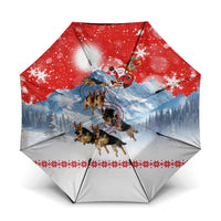 German Shepherd Christmas Umbrella with Santa Sleigh Ride and Snowy Mountain Design - Wonder Print Shop