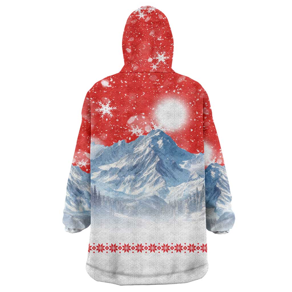 German Shepherd Christmas Wearable Blanket Hoodie with Santa Sleigh Ride and Snowy Mountain Design - Wonder Print Shop