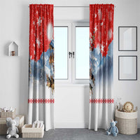 German Shepherd Christmas Window Curtain with Santa Sleigh Ride and Snowy Mountain Design - Wonder Print Shop