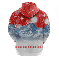 German Shepherd Christmas Zip Hoodie with Santa Sleigh Ride and Snowy Mountain Design - Wonder Print Shop