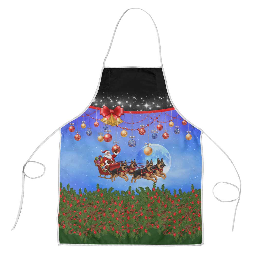 German Shepherd Christmas Apron with Santa Sleigh and Holiday Ornament Design - Wonder Print Shop