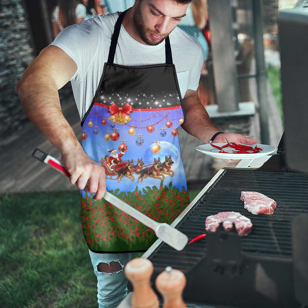 German Shepherd Christmas Apron with Santa Sleigh and Holiday Ornament Design - Wonder Print Shop