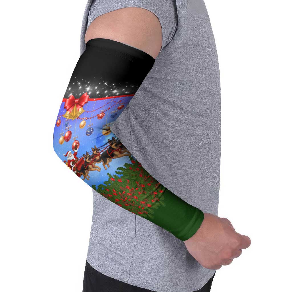 German Shepherd Christmas Arm Sleeves with Santa Sleigh and Holiday Ornament Design - Wonder Print Shop