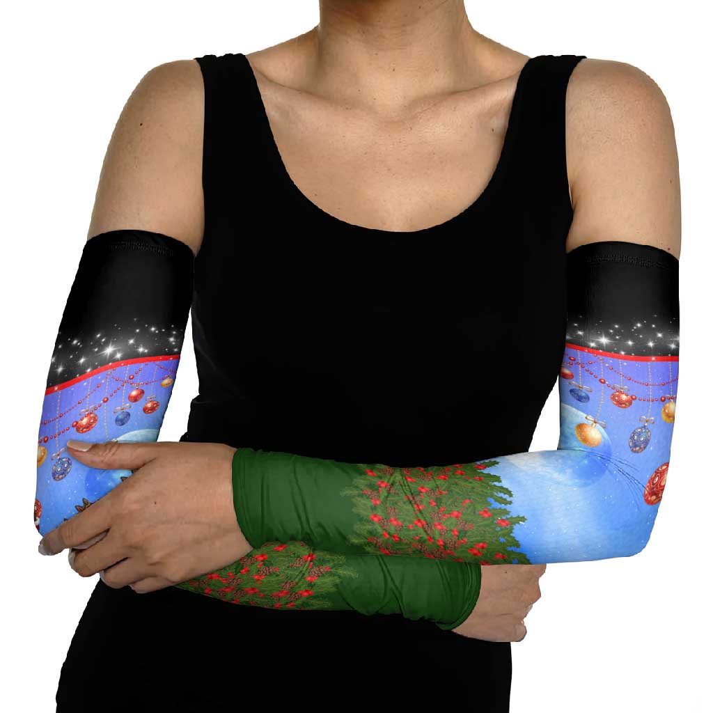 German Shepherd Christmas Arm Sleeves with Santa Sleigh and Holiday Ornament Design - Wonder Print Shop