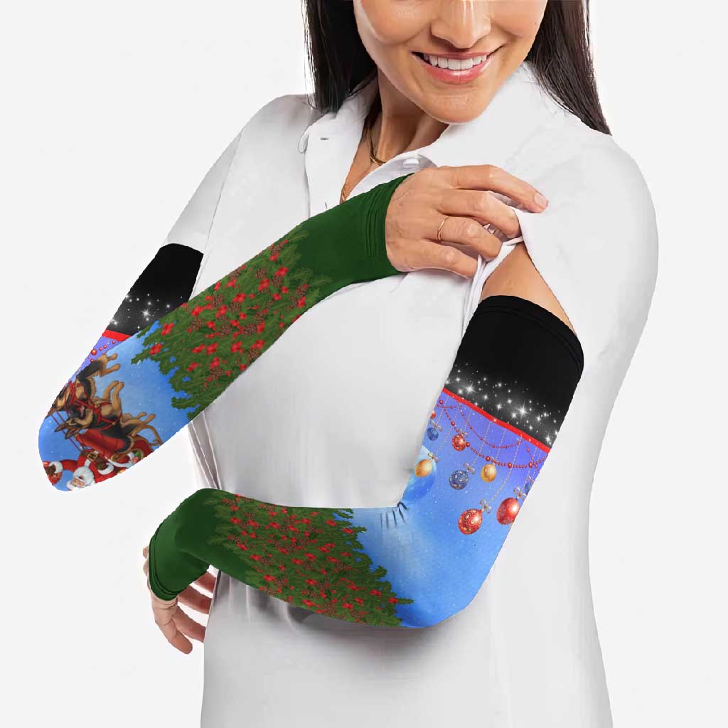 German Shepherd Christmas Arm Sleeves with Santa Sleigh and Holiday Ornament Design - Wonder Print Shop