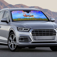 German Shepherd Christmas Auto Sun Shade with Santa Sleigh and Holiday Ornament Design - Wonder Print Shop