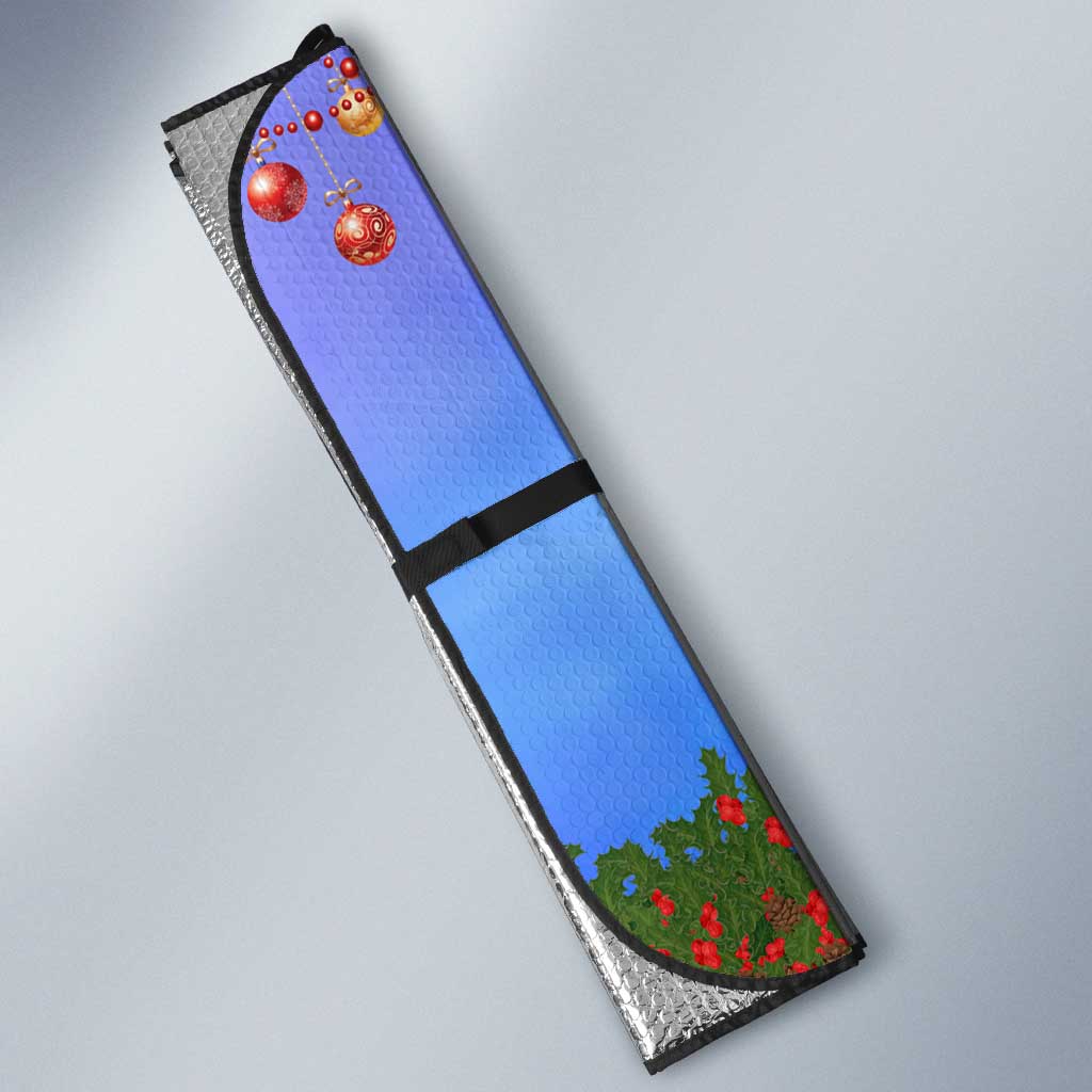 German Shepherd Christmas Auto Sun Shade with Santa Sleigh and Holiday Ornament Design - Wonder Print Shop