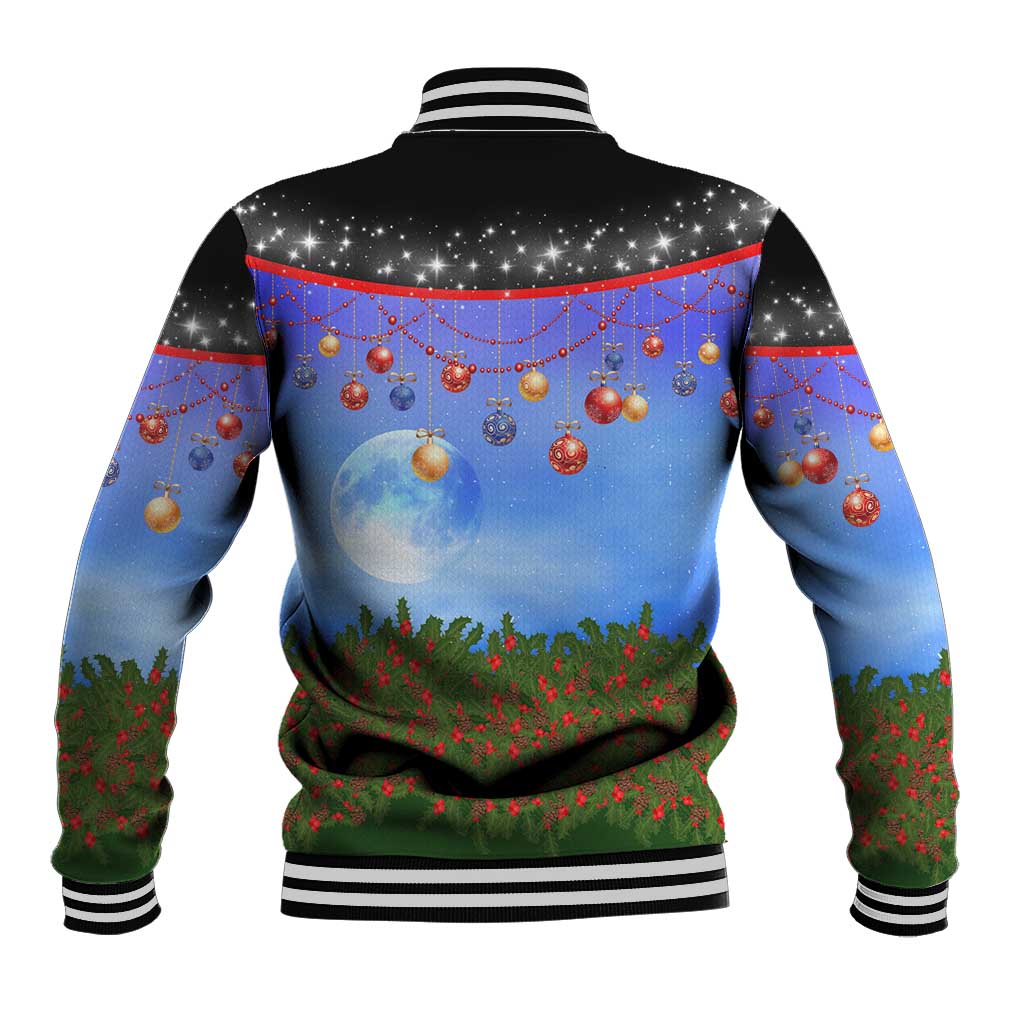 German Shepherd Christmas Baseball Jacket with Santa Sleigh and Holiday Ornament Design - Wonder Print Shop