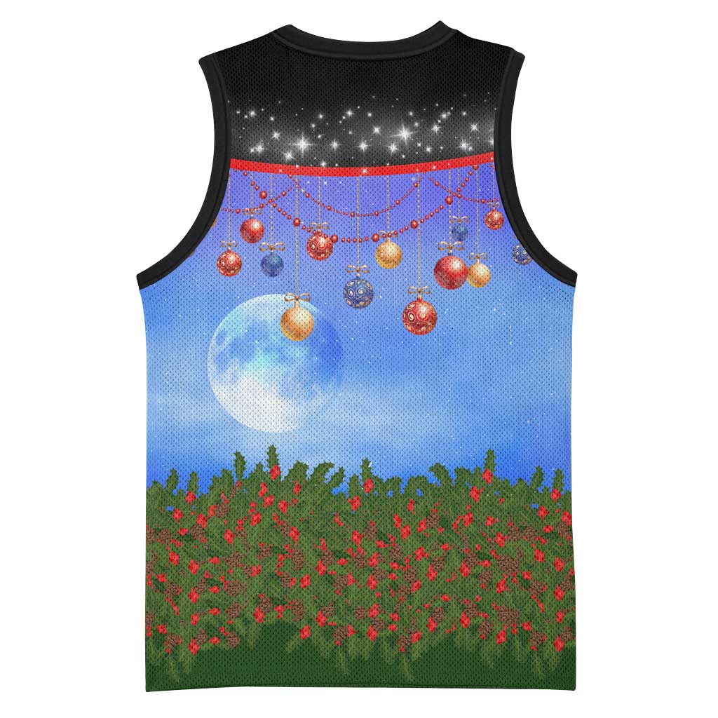 German Shepherd Christmas Basketball Jersey with Santa Sleigh and Holiday Ornament Design - Wonder Print Shop