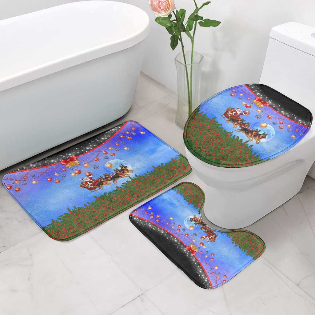 German Shepherd Christmas Bathroom Set with Santa Sleigh and Holiday Ornament Design - Wonder Print Shop
