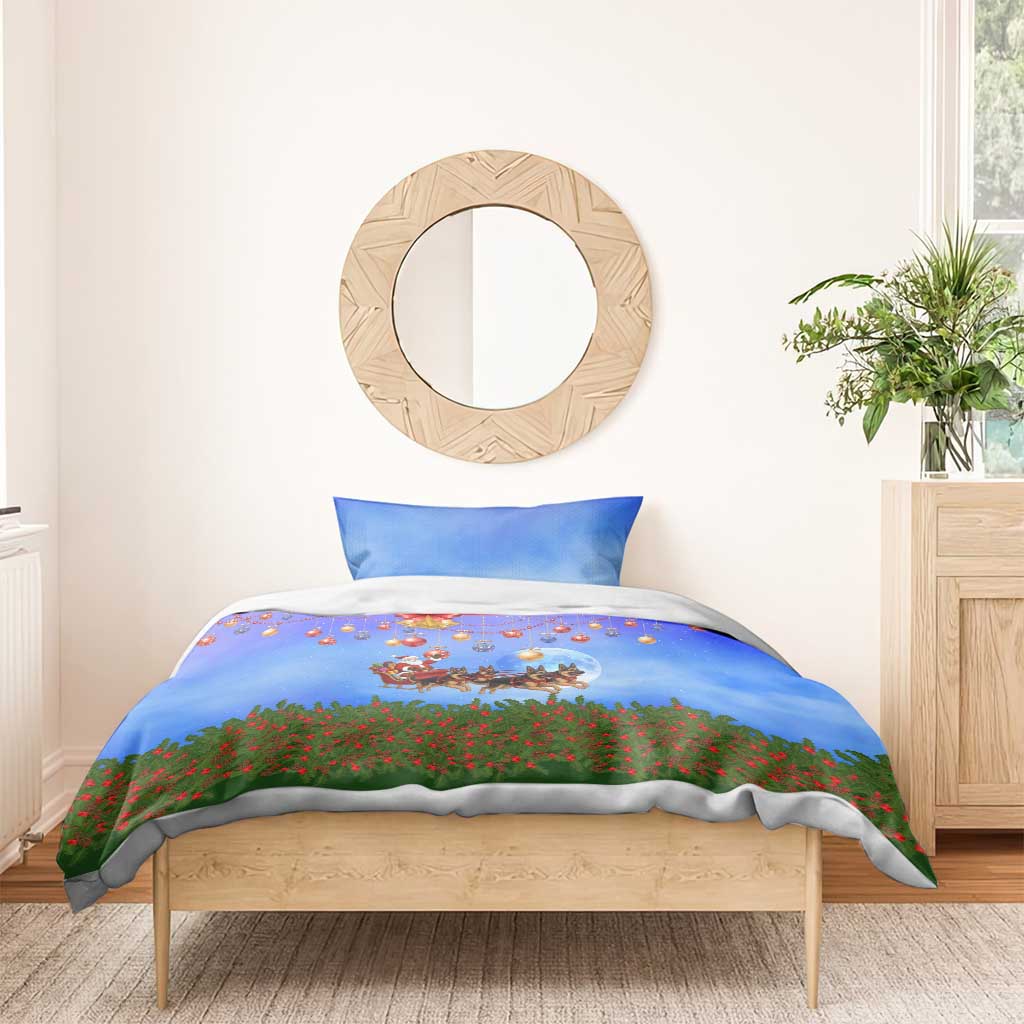 German Shepherd Christmas Bedding Set with Santa Sleigh and Holiday Ornament Design - Wonder Print Shop