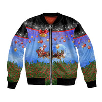 German Shepherd Christmas Bomber Jacket with Santa Sleigh and Holiday Ornament Design - Wonder Print Shop