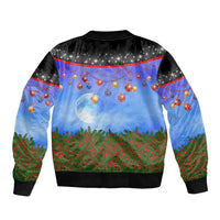 German Shepherd Christmas Bomber Jacket with Santa Sleigh and Holiday Ornament Design - Wonder Print Shop