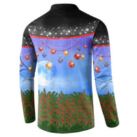 German Shepherd Christmas Button Sweatshirt with Santa Sleigh and Holiday Ornament Design - Wonder Print Shop