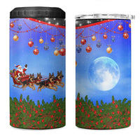 German Shepherd Christmas 4 in 1 Can Cooler Tumbler with Santa Sleigh and Holiday Ornament Design - Wonder Print Shop