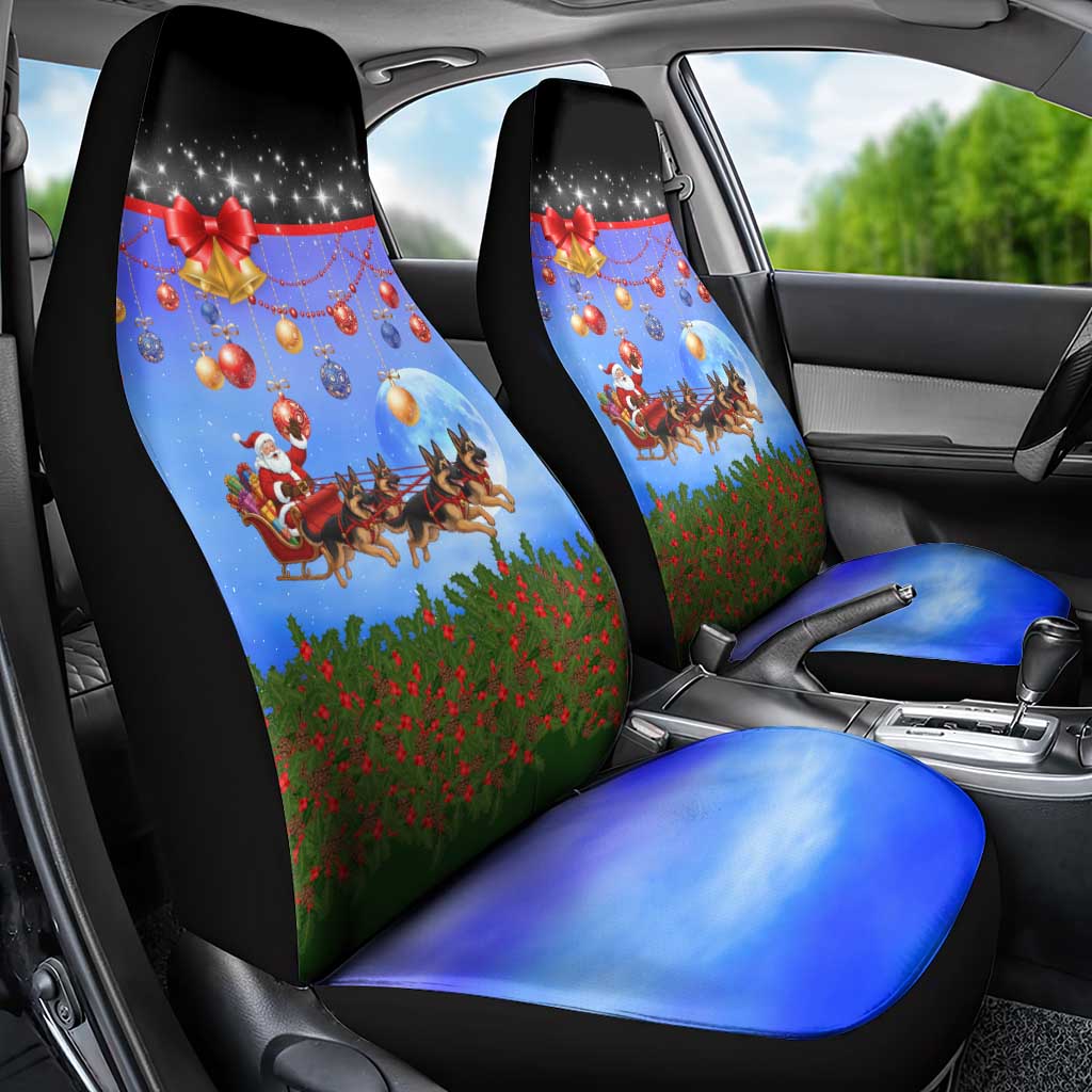 German Shepherd Christmas Car Seat Cover with Santa Sleigh and Holiday Ornament Design - Wonder Print Shop