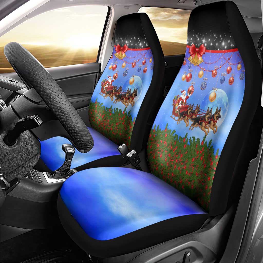 German Shepherd Christmas Car Seat Cover with Santa Sleigh and Holiday Ornament Design - Wonder Print Shop