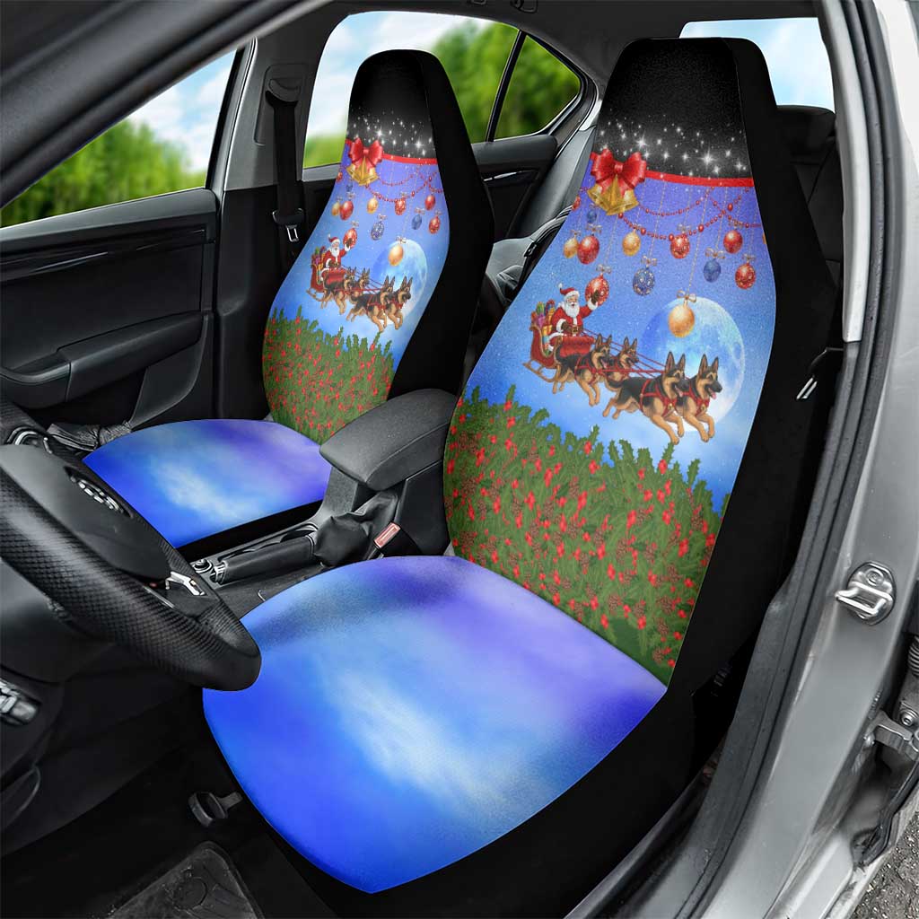 German Shepherd Christmas Car Seat Cover with Santa Sleigh and Holiday Ornament Design - Wonder Print Shop