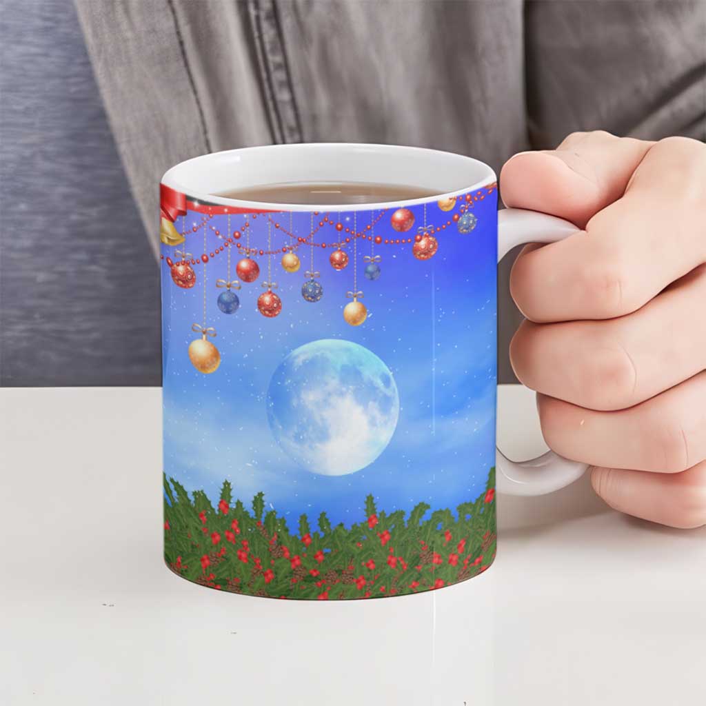 German Shepherd Christmas Ceramic Mug with Santa Sleigh and Holiday Ornament Design - Wonder Print Shop